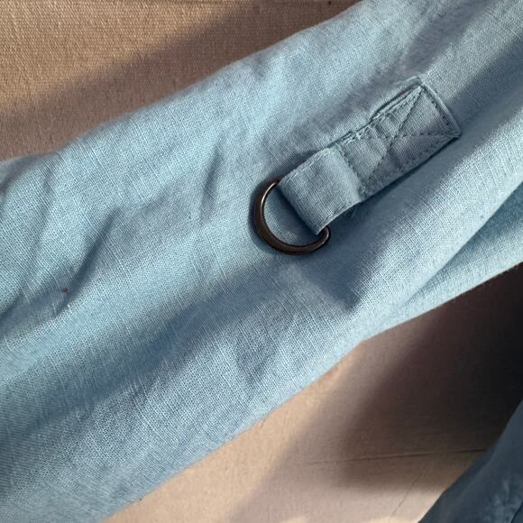 Coldwater Creek Shirt Size L 14 16 Blue Linen Blend Button Up Adjustable Sleeves - Picture 6 of 12